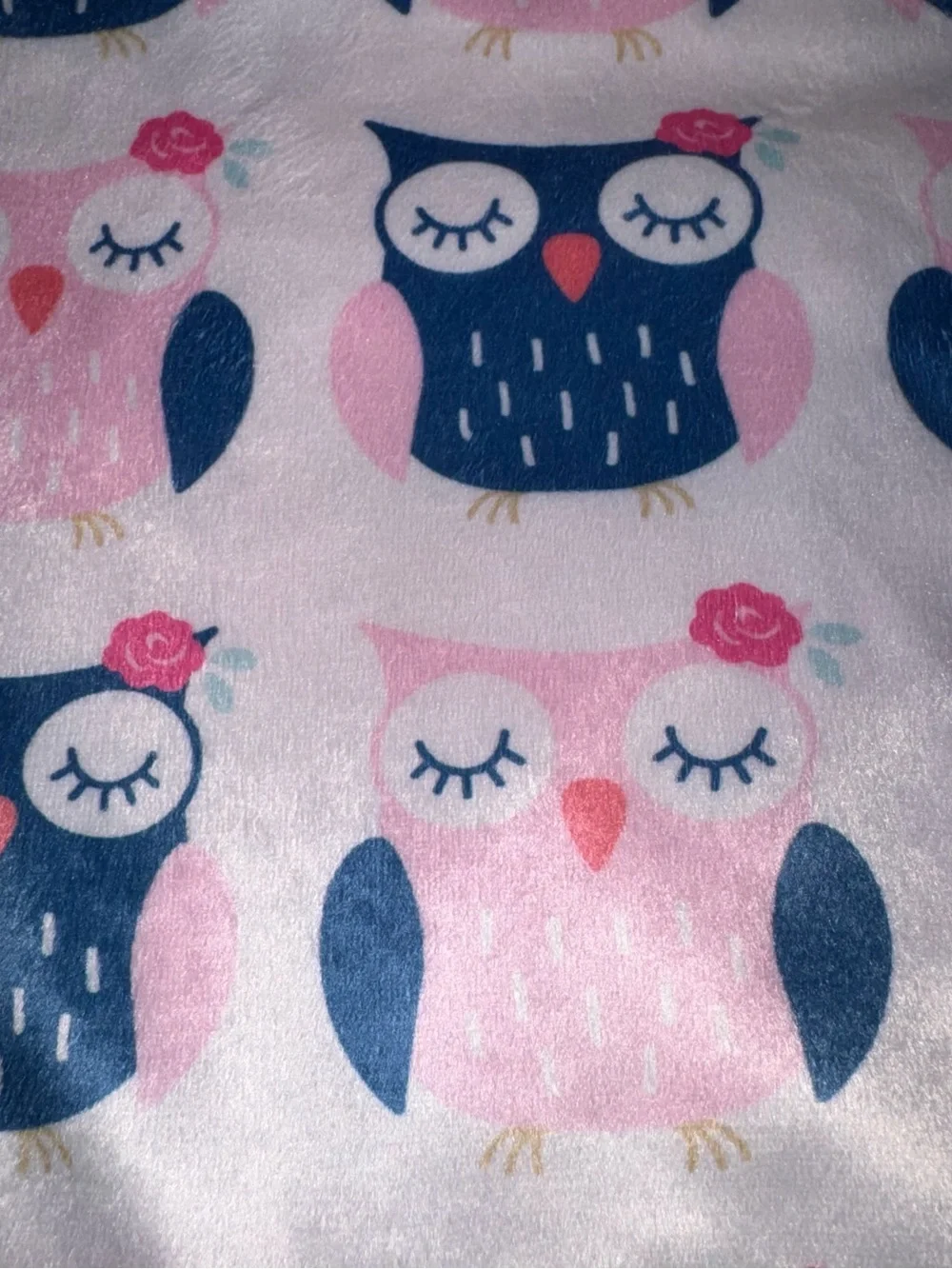 Hudson Baby Pink and Navy Owl Soft Minky Dot Girls’ Blanket NEW